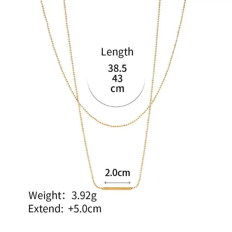 Chaînes Minar Classic Double Layered T Bar Perles Cous Pour Femmes Homme Unisexe Plaqué Or PVD Acier Inoxydable 316L_voghion.com