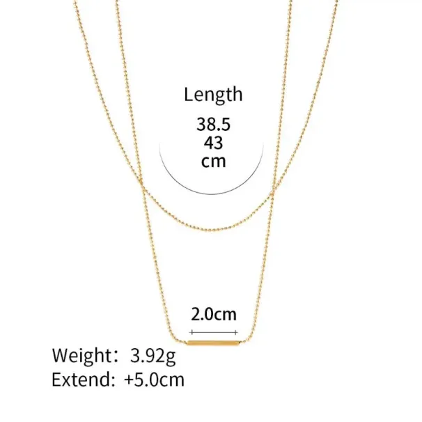 Chaînes Minar Classic Double Layered T Bar Perles Cous Pour Femmes Homme Unisexe Plaqué Or PVD Acier Inoxydable 316L_voghion.com