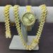 Hip Hop Quartz Men's Watch With Cuban Link Bracelet & Necklace Set - Stylish Square Dial Alloy Wristwatch For Men_voghion.com