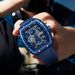 2025 New Men's Watch Multi Functional Quartz Movement Rectangular Blue Dial Sports Clock Casual Fashion Silicone Strap Men Watch_voghion.com