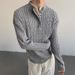 Men's Clothing Lazy Style Retro Knit Sweater Cable Knit Sweater With Henley Neckline - Relaxed Fit, Vintage Style, Casual Comfort For Everyday Wear_voghion.com