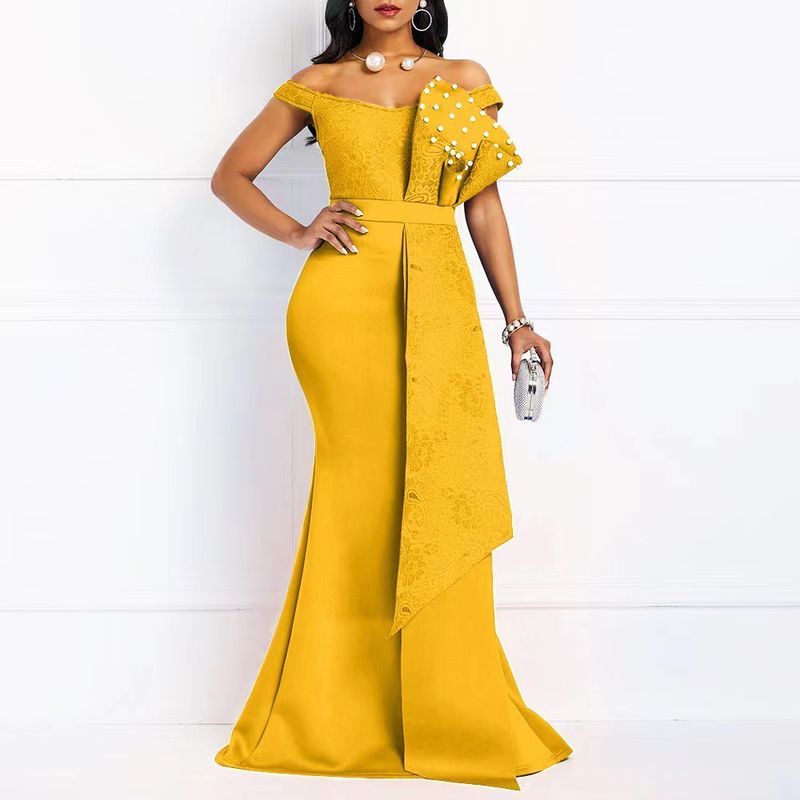 Dameskleding Ins One Line Collar Space Layer Lace Composite Front Collar Handgemaakte Lotus Leaf Nail Bubble Dress_voghion.com