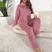 Autumn And Winter Cardigan Button Dark Pink Pajamas Simple And Casual_voghion.com