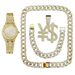 Men's Hip Hop Luxury Stainless Steel Watch Set With Cuban Link Chain & Diamond Pendant – Quartz Movement, Alloy Case, Fashion Statement_voghion.com