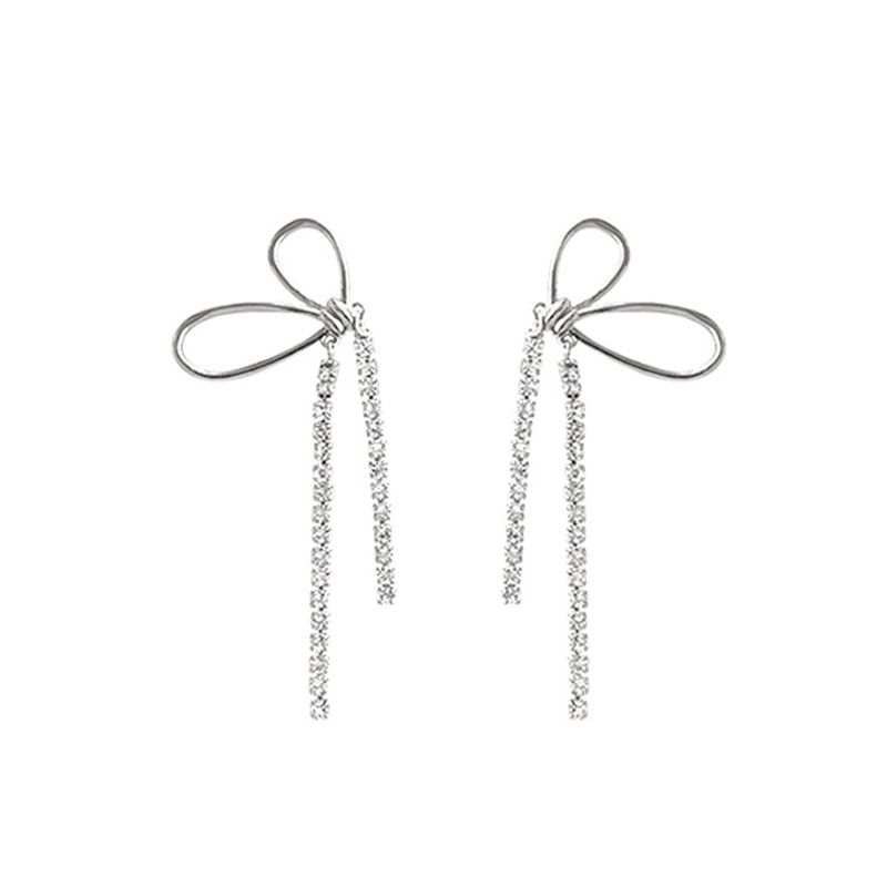Sier VENUS Serling Fashion Flash Diamond Buerfly Wings kvast øreringe Dame Elegan lang hul sløjfe juvel_voghion.com
