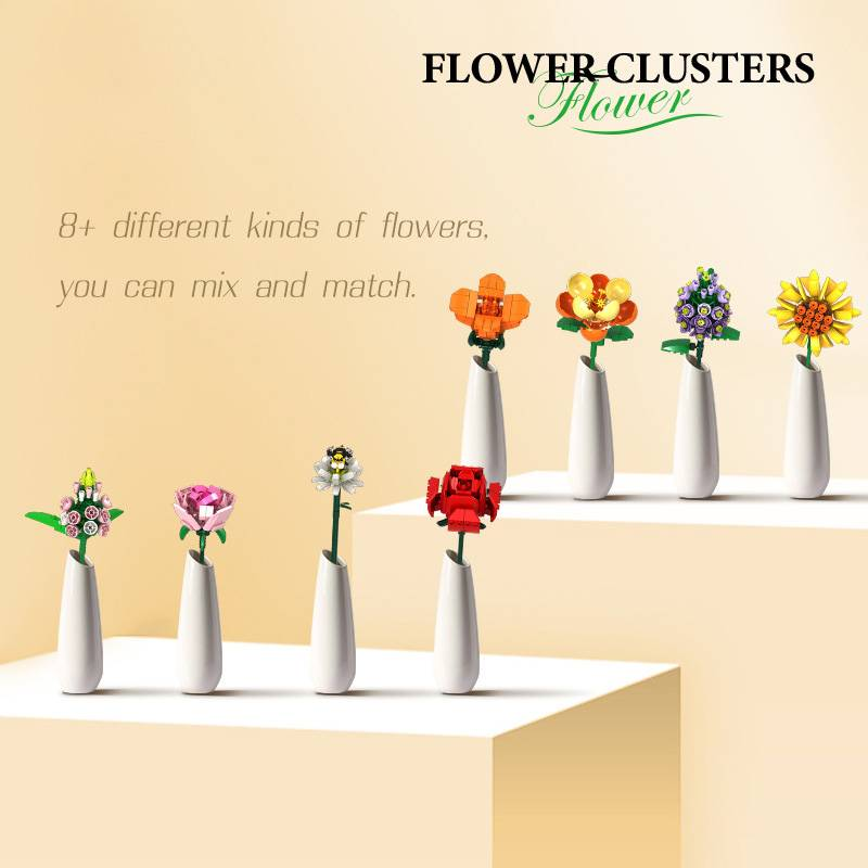 Simulated Floral Home Accessories Building Blocks Bricks Christmas Toys Excluding Vase_voghion.com