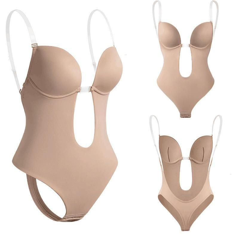 Women's Intimates Triangle Body Shaping Jumpsuit Invisible Shoulder Strap One Piece Underwear Bra Sexy Backless Corset Female_voghion.com