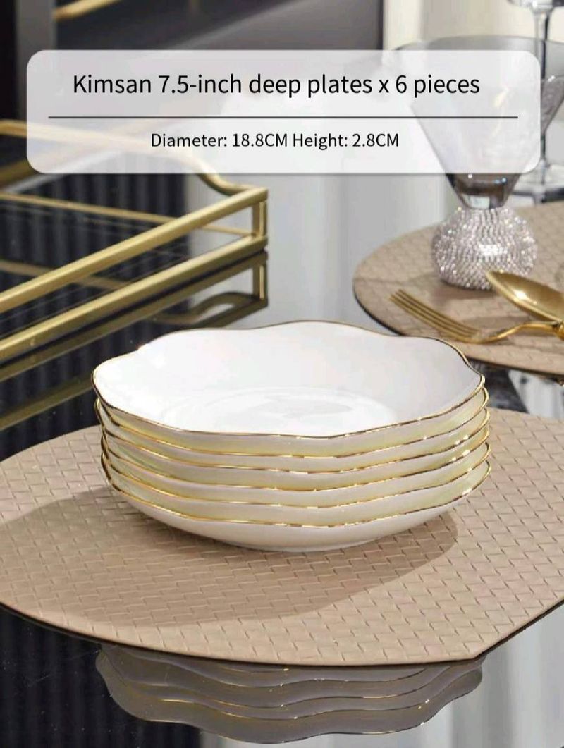Gold-traced Diamond Luxury Ceramic Tableware Set: Gold-rimmed Creative Minimalist-style Dish Set_voghion.com
