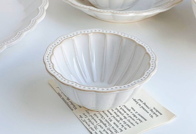 Minimalist Ceramic Tableware Set – Handcrafted Cloud Shell Collection, Eco-Friendly Stoneware For Rice Bowls, Plates & Coffee Cups (12-Piece Set)​_voghion.com