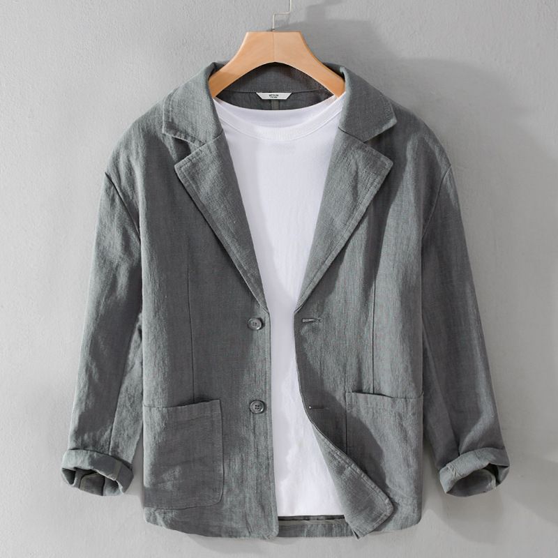 CT Sonbahar Yeni Rami Erkek Günlük Takım Elbise Bol, Şık, Çok Yönlü, Trend, Sade Keten Blazer Ceket_voghion.com