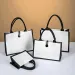 Black/White Large Capacity Canvas Handbag Burlap Shopping Bag Foldable Travel Storage Organizer Eco-Friendly Grocery_voghion.com