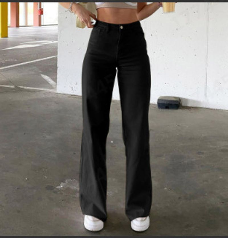 Women's Clothing High-waisted solid color slim jeans woman_voghion.com