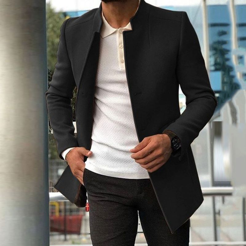 2023 casual men's youth suit autumn new trendy men's solid color slim woolen coat manufacturer_voghion.com