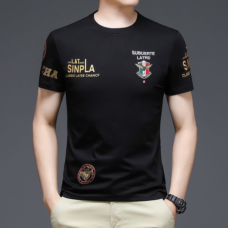 Mingdi Mouse Summer New Korean Edition Silk Cotton Fashion Trend Round Neck Men's Short sleeved T-shirt_voghion.com
