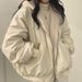 girl Korean Fleece-Lined Thickened Reversible Lamb Wool Jacket Women's Coat Winter New Loose Hooded Cotton Top_voghion.com