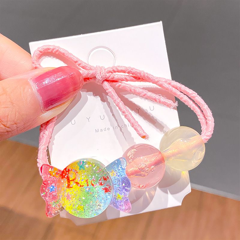 Ssuper Cute And Adorable Headwear Candy Colored Children's Cartoon Hair Tie Rubber Band Ball Ball Crystal Headband_voghion.com