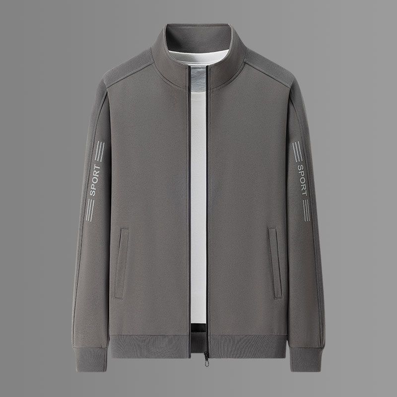 Men's Oversized Thickened Sports Jacket With Letter Print - Casual & Business Long Sleeve Coat For Autumn & Winter (Khaki, Dark Gray, Black)_voghion.com