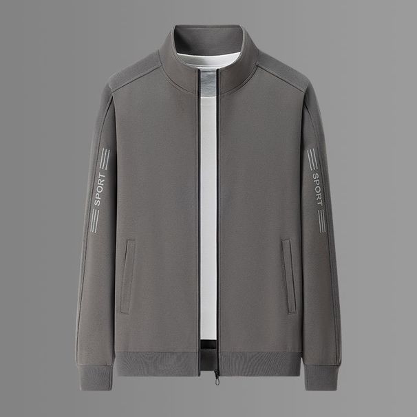 Men's Oversized Thickened Sports Jacket With Letter Print - Casual & Business Long Sleeve Coat For Autumn & Winter (Khaki, Dark Gray, Black)_voghion.com