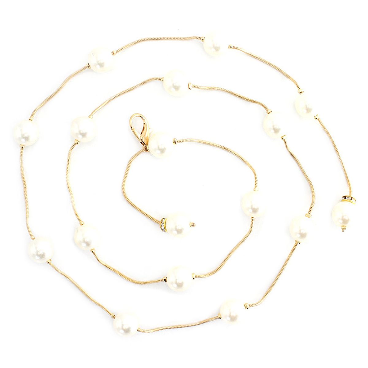 Zhuoxinder Réglable Ajusté Longue Chaîne De Taille Délicate Élégante Perle Acrylique Femmes Ceinture Mince Vêtements Ornement-Argent_voghion.com