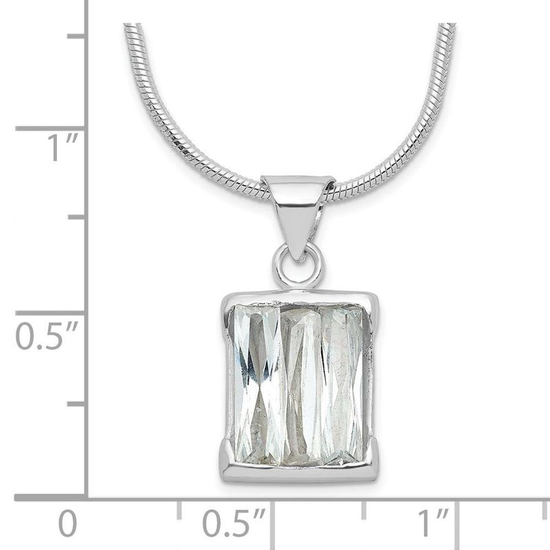 Sterling Silver Rectangular Design CZ Necklace_voghion.com