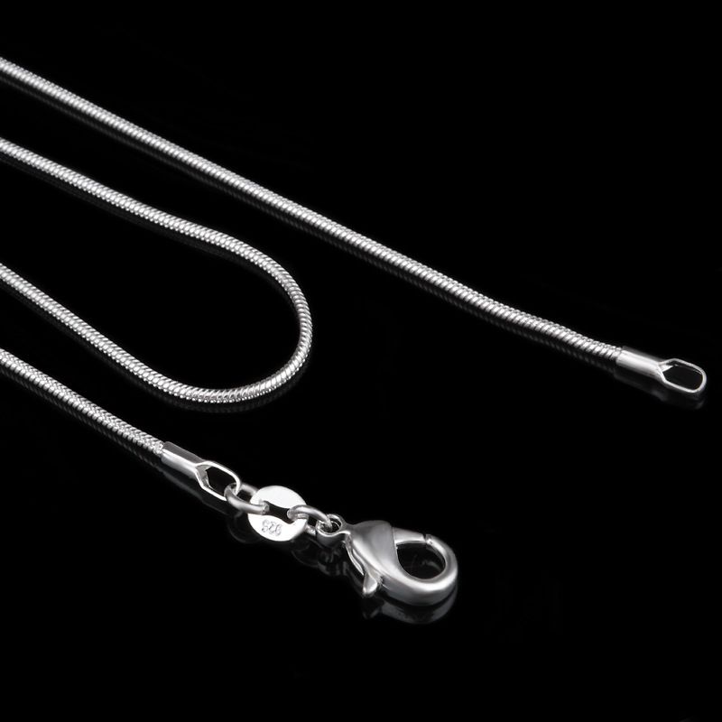 Collana girocollo con catena a serpente liscia placcata in argento da 1 MM e 2 MM, per gioielli da donna, 16, 18, 20, 22, 24, 26, 28, 30 pollici_voghion.com