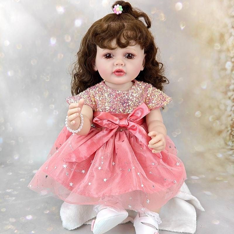 22 tuuman Reborn Doll Pehmeä Vinyyli Simulaatio Lasten Lelu Hiustensiirto Tyttö Prinsessa Pue Nukke Syntymäpäivä Joululahja_voghion.com