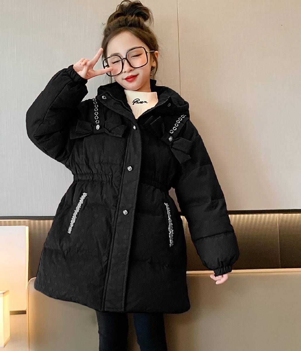 Premium Girls' Winter Coat – Floral Puffer Jacket With Hood (120-170cm, High Neck, Windproof, Machine Washable, Princess Style)_voghion.com