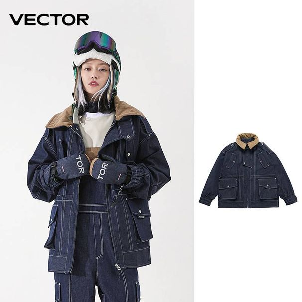 Denim Ski Jacket – Waterproof, Windproof & Breathable Snowboarding Coat With 15000mm Rating (Thermal Insulated, Durable 3-Layer Fabric, Unisex Fit)_voghion.com