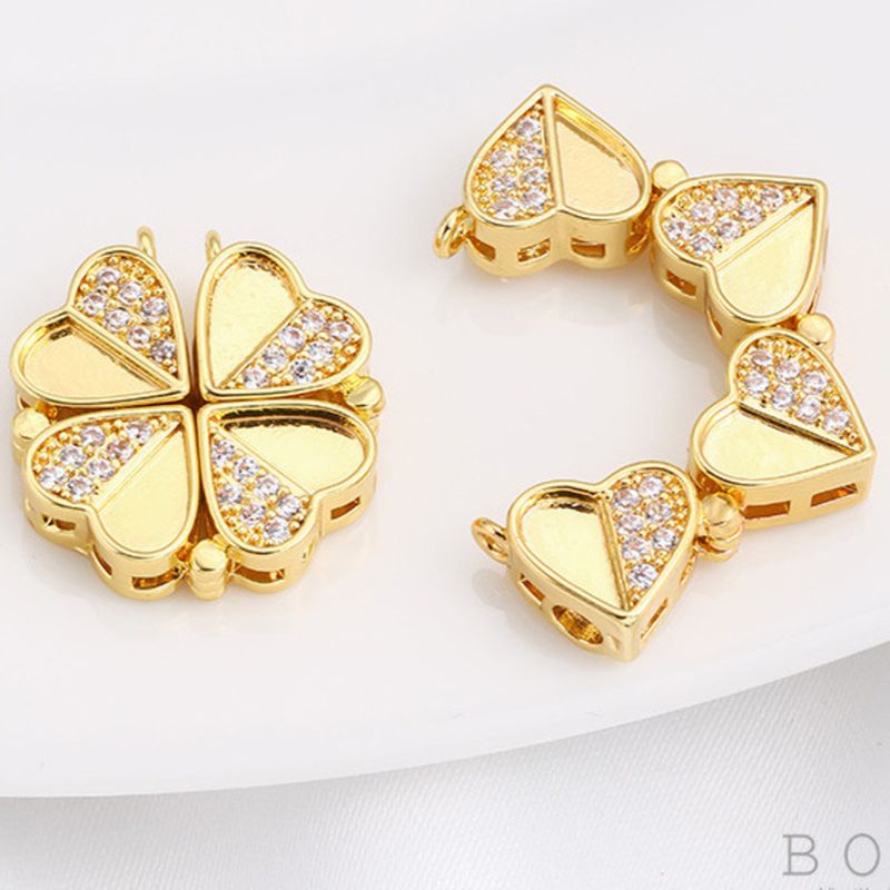 A Gold-plated Four-leaf Clover Handmade DIY Pendant Necklace For Women That Can Bring Good Luck._voghion.com