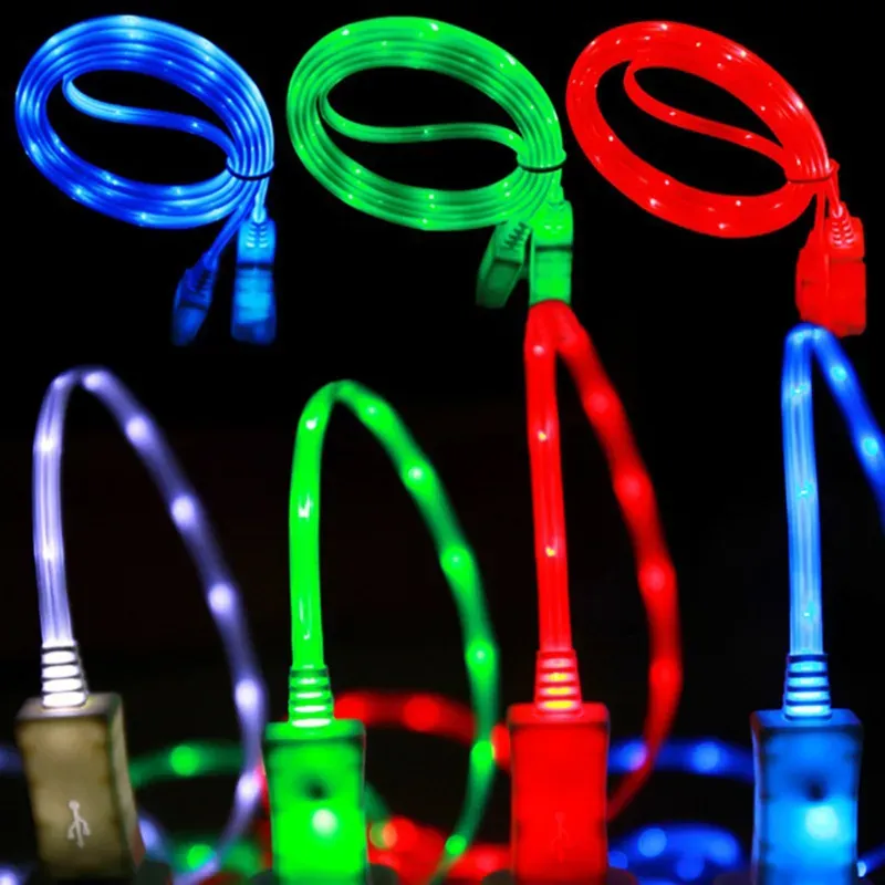 1m Cell Cables Led TPE Flash Light Up Data Line Mobile Phone Charger Glowing Android Micro USB Type C Cable_voghion.com