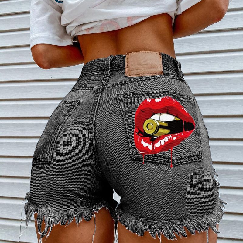 Pantaloncini moda casual Bite the bullet da donna stampati pantaloncini estivi in ​​denim_voghion.com