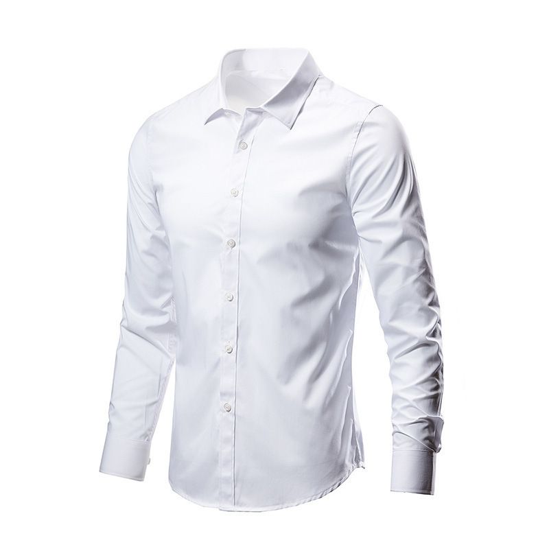 Men's Clothing Shirt Long Sleeves Free Ironing Business Formal Professional Work Men's Solid Color Casual Suit Shirt_voghion.com