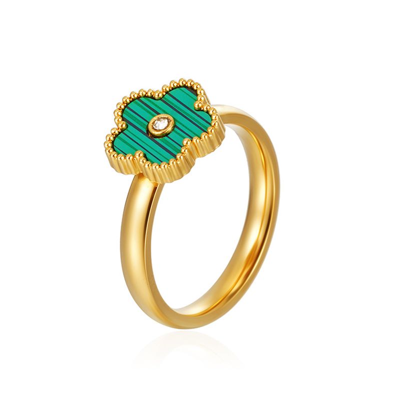 Fanjia, versione alta, quadrifoglio portafortuna per donna, resistente alla luce, stile lussuoso e leggero, design di nicchia, anello per indice_voghion.com