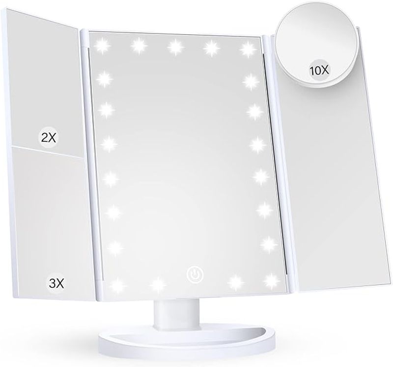 Drievoudige make-upspiegel, dubbele voeding, draagbare LED-make-upspiegel_voghion.com