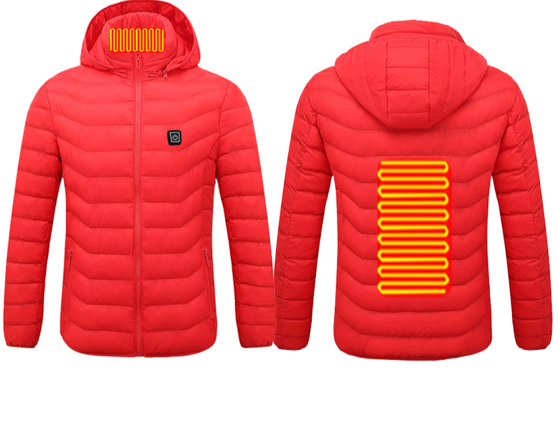 Herrenbekleidung Großhandelsangebot an intelligenter Heizkleidung mit langen Ärmeln, winddichter, warmer Winterjacke mit Kapuze für Herren, elektrische Heizkleidung aus Baumwolle_voghion.com