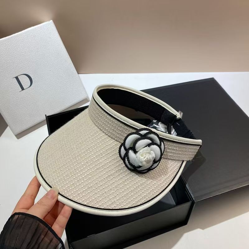 Franséisch Sozialit Kamellia Kleng parfüméiert Stil Gewieft eidel Top Fir Summer Elegant Grouss Daach Klappbar Sonneschutz Hutt_voghion.com