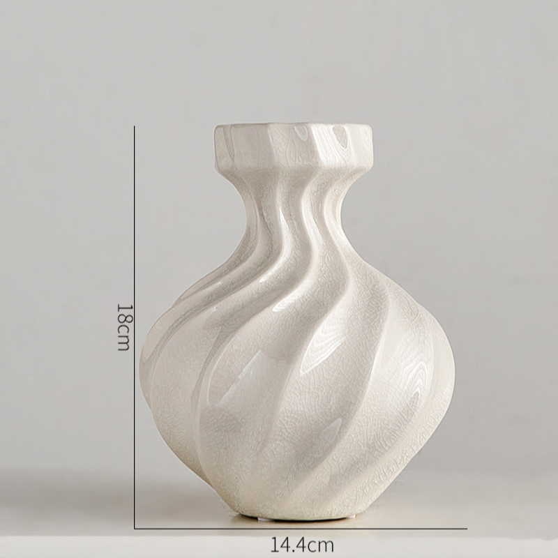 Home Garden Creative Ice Crack Spiral Ceramic Vase Dried Flower Arrangement High End Living Room Interior Soft Furnishings Decoration_voghion.com