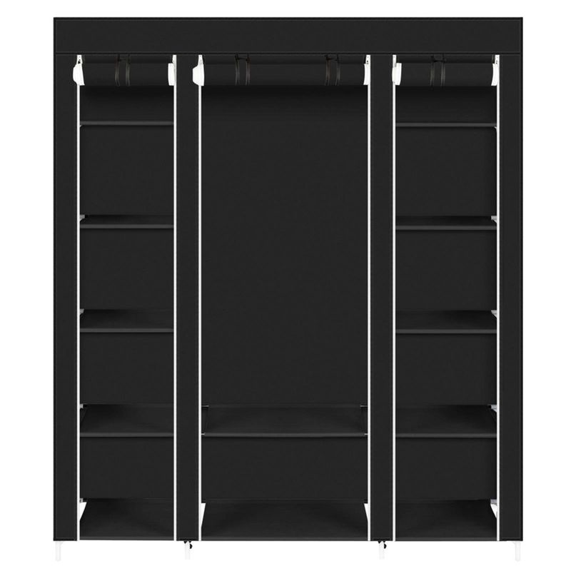Stoffgarderobe mit großer Kapazität, Metallrahmen, tragbarer Schrank-Organizer, wasserdichte Aufbewahrung für Kleidung/Taschen/Schuhe, einfache Montage, platzsparend_voghion.com