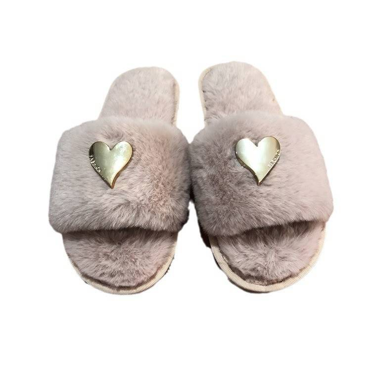 New Heart-shaped High-end Autumn And Winter Women's Woolen Slippers 25_voghion.com