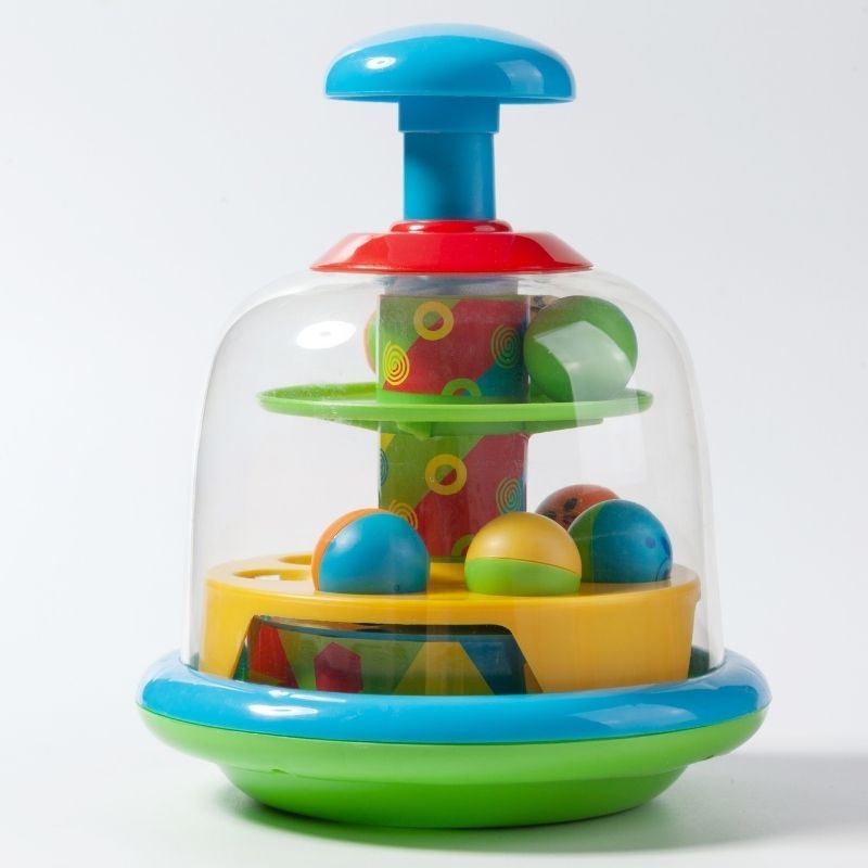 Baby Press Spin Jump Ball Montessori Sensory Toy For 0-2 Years Early Learning Auditory Visual Tactile Development Toy_voghion.com