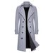 Men's Slim Fit Long Trench Coat - Double Breasted Wool Blend Overcoat For Autumn & Winter Khaki/Black/Dark Gray/Light_voghion.com