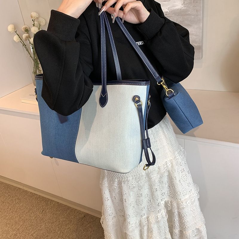 Beibei Shangpin 2024 Summer New Fashion Color Contrasting Mother Tote Casual Large One Shoulder Trendy Women's Bag_voghion.com