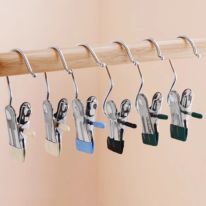 Multifunktionaler Hakenclip zum Trocknen von Kleidung, Einzelhaken aus Edelstahl, winddichter Clip zum Trocknen von Socken, Mützen mit Haken, Hosenclip aus Metall_voghion.com