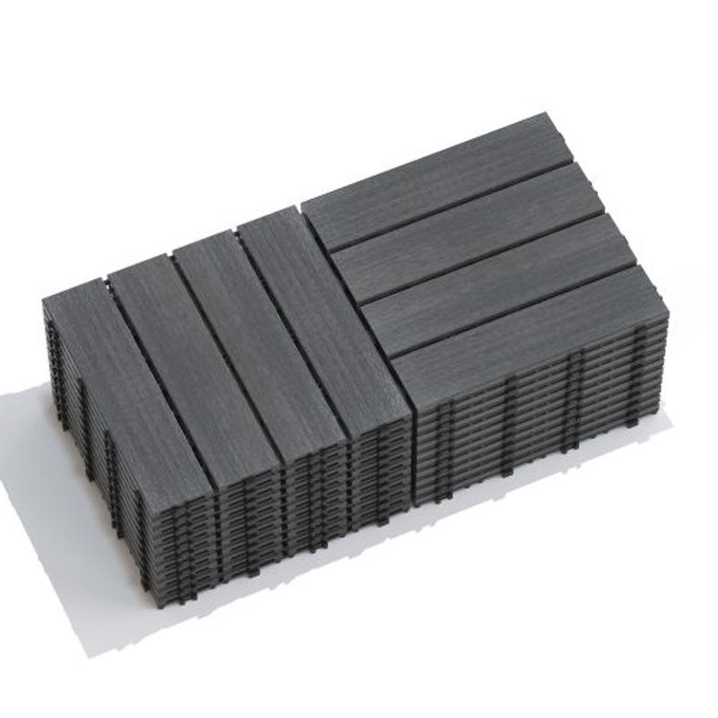 Patio Floor Tiles Pack Of 11 WPC Wood-Plastic Composite Patio Deck Tiles DIY Interlocking Decking Tiles, Quick Deck Floor Tile, Court Tile, Water Resistant Indoor Outdoor -11.8" ASH_voghion.com