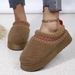 Winter Slip-On House Shoes With Faux Fur Lining, Thick Rubber Sole, Ethnic Embroidery, Cozy Indoor/Outdoor Slippers (Brown/White/Black/Beige)_voghion.com