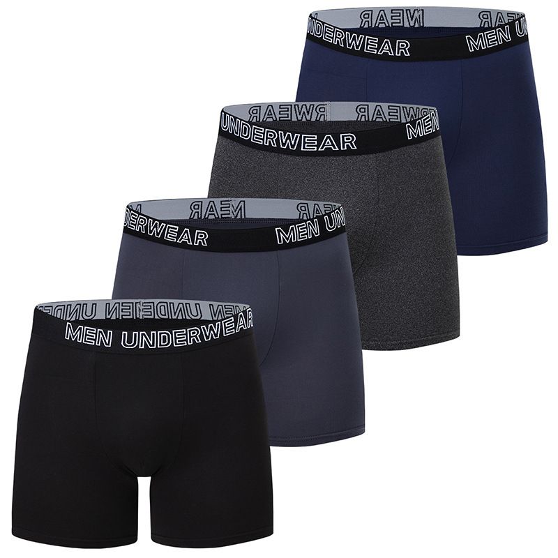 Overseas Platform 4-Pack Men's Mid-Length Solid Color Basic Versatile Plus Size Boxer Briefs Wholesale_voghion.com
