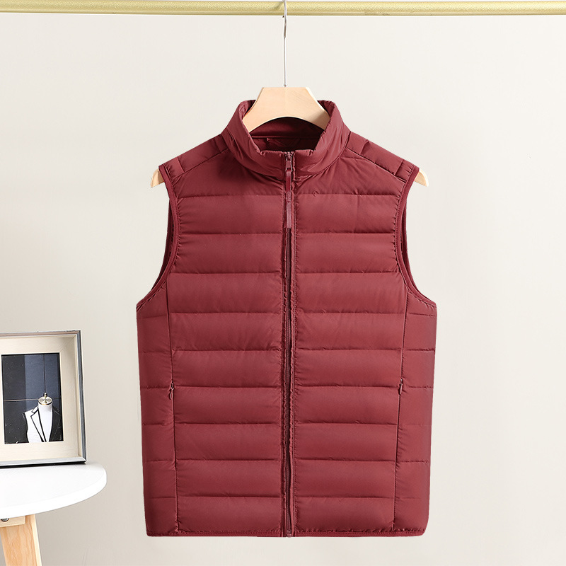  Veste en duvet fine pour hommes, nouveau Style, gilet chaud sans couture, col montant, grande taille, gilet à dos court_voghion.com