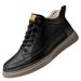 Casual Medium Tube Men's Shoes High-top Velvet Martin Boots Hand-scratched Simple Cowhide Board Shoes Men_voghion.com
