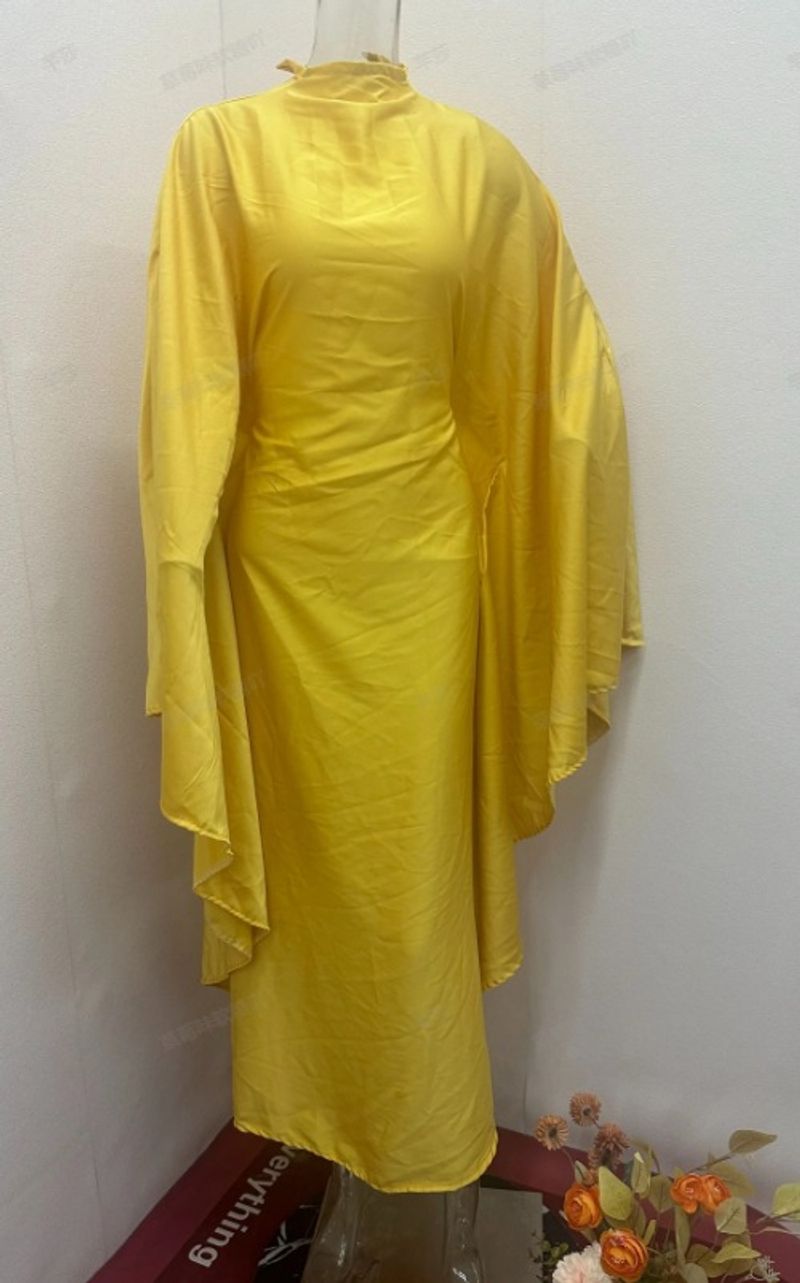 Chemise chauve-souris à col rond pour femmes, vêtements à la mode, couleur unie, longue et ample, tenue décontractée_voghion.com