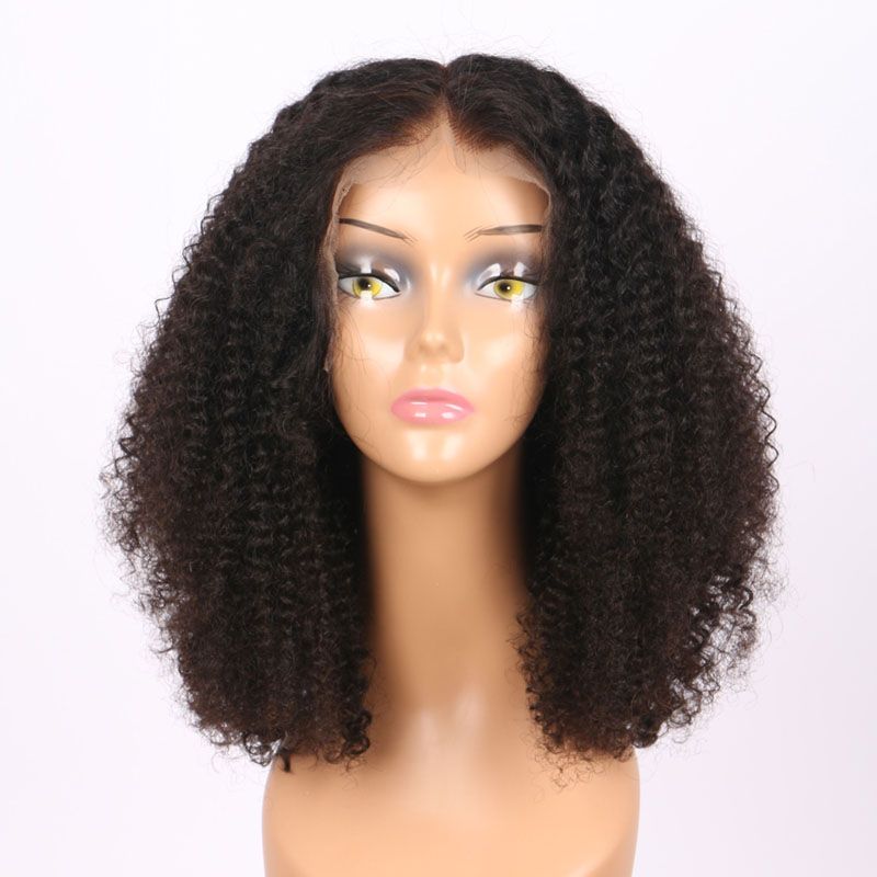 Peruci de păr uman afro creț cu densitate 150%, peruci braziliene crețe, cu dantelă frontală elvețiană_voghion.com